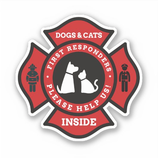 在宅中の犬と猫の火災警戒態勢 シール (正面)