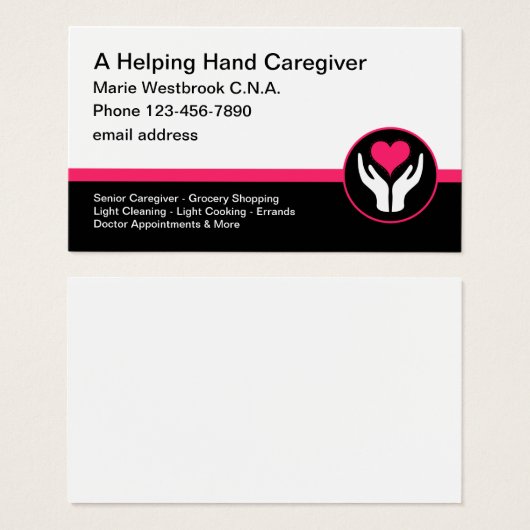 在宅介護者C.N.A.ハート名刺 (正面&裏面)