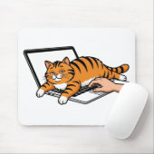 在宅勤務ねこステッカー マウスパッド (マウス)