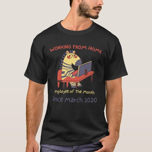 在宅勤務のシマウマ従業員 月の優秀者(M~) Tシャツ (正面)