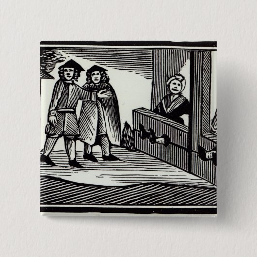 在庫の人そして女性 缶バッジ (正面)