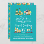 在庫バーカートパーティー婚約カップルのシャワー 招待状 (正面/裏面)