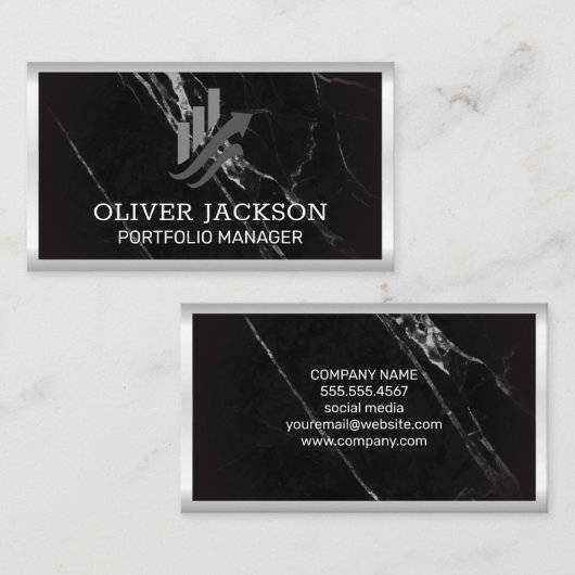 在庫バーグラフ | 黒大理石 名刺 (正面/裏面)