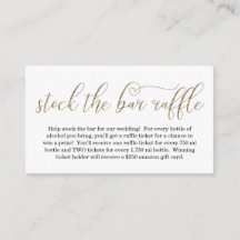 在庫バーラッフルカードブライダルシャワー招待状