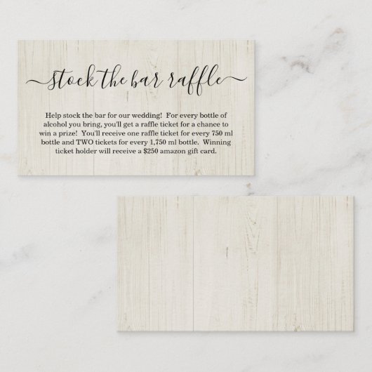 在庫バーラッフルカードブライダルシャワー招待状 エンクロージャーカード (正面/裏面)