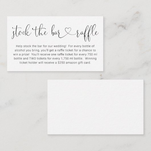 在庫バーラッフルカードブライダルシャワー招待状 エンクロージャーカード (正面/裏面)