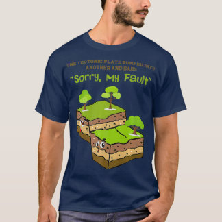 地おもしろい質の地震ギフトかわいい地球の男 Tシャツ