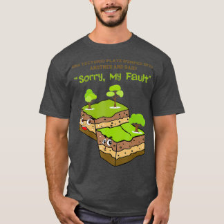 地おもしろい質の地震ギフトかわいい地球の男 Tシャツ