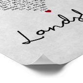 地すべりグレーハートソングリリックウォールアートプリント ポスター (角)