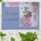 地は紫茶の湯を浮かべて笑う キッチンタオル (折り畳み)