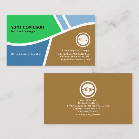 地シンプル形道路図ロジスティック交通 名刺 (正面/裏面)