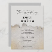 地モダン調のミニマル結婚式招待状 招待状 (正面/裏面)