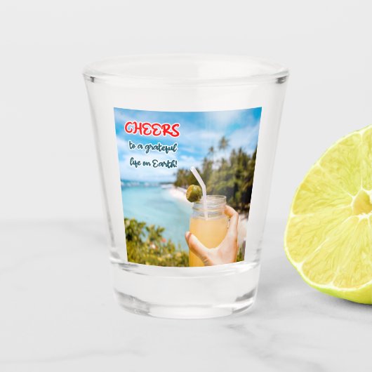 地上に感謝の応援 ショットグラス (正面)