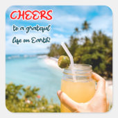 地上に感謝の応援 スクエアシール (正面)