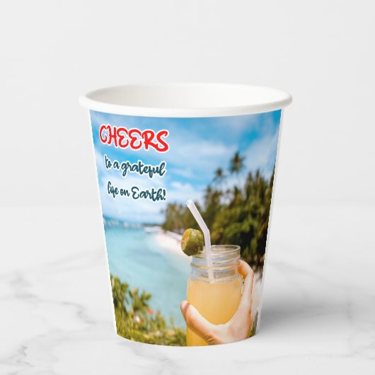 地上に感謝の応援 紙コップ (正面)