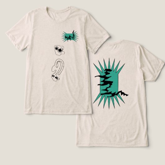 地上のグラフィック・ドードー トライブレンドTシャツ (デザイン正面&裏面)