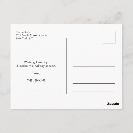 地上の平和 |マゼンタ |クリスマスの休日の写真 ポストカード (裏面)