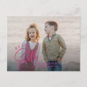 地上の平和 |マゼンタ |クリスマスの休日の写真 ポストカード (正面)