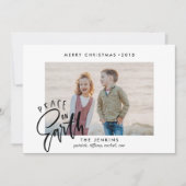 地上の平和 |黒 |クリスマスの休日の写真 招待状 (正面)