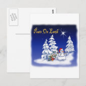 地上の雪の人の平和 ポストカード (正面/裏面)