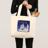 地上の雪の人の平和 ラージトートバッグ (正面(商品))