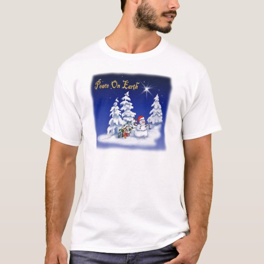 地上の雪の人の平和 Tシャツ (正面)