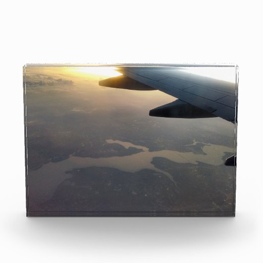 地上写真ブロックの上の夕日 フォトブロック (正面)