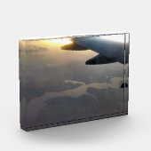 地上写真ブロックの上の夕日 フォトブロック (左)