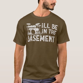 地下に入るドラムセットドラマーのアートドラミー Tシャツ