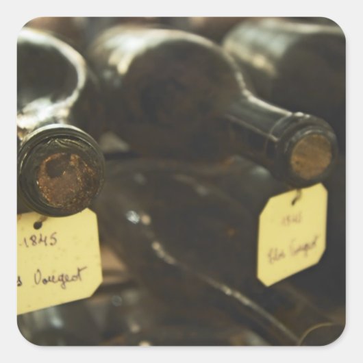 地下のワインセラーで：横たわるボトル スクエアシール (正面)