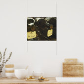 地下のワインセラーで:横たわるボトル ポスター (キッチン)