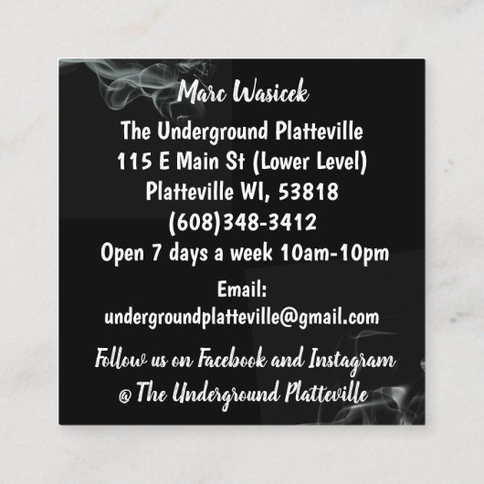 地下の名刺を吸い取る スクエア名刺 (裏面)