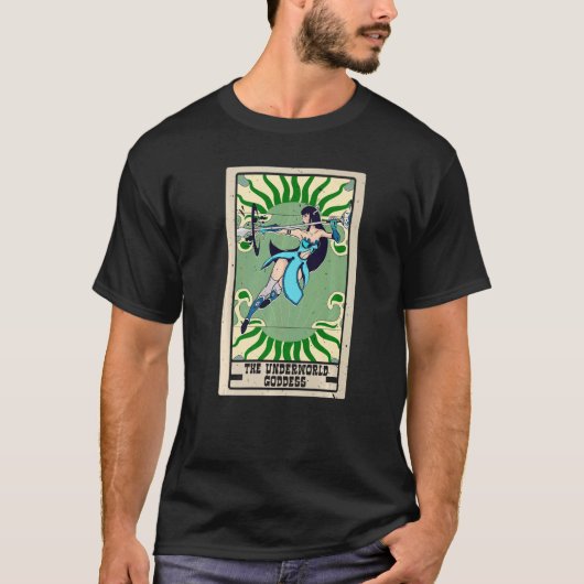 地下世界の女神タロットカード シャーマン 運勢占い Tシャツ (正面)