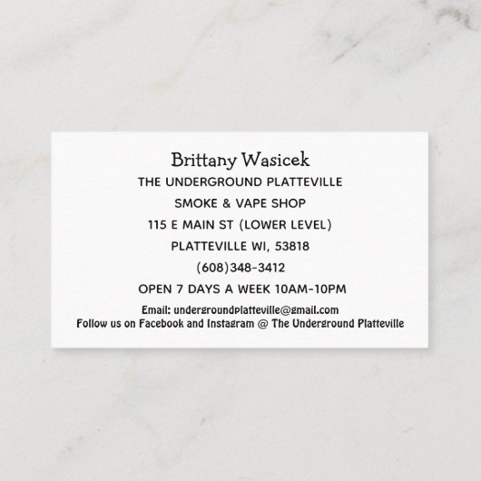 地下事業が活気を帯びている 名刺 (裏面)