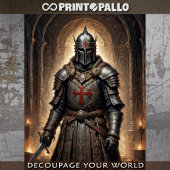 地下聖堂に剣を持つ十字軍騎士 薄葉紙