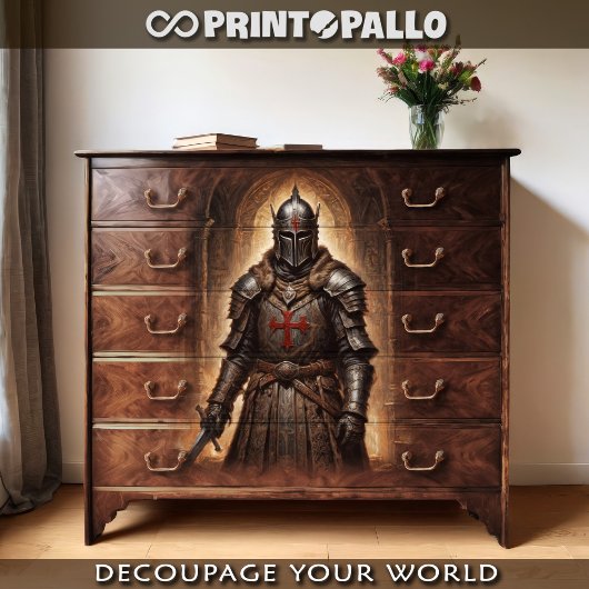 地下聖堂に剣を持つ十字軍騎士 薄葉紙