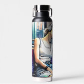 地下鉄で眠る聞女性と音楽 ウォーターボトル (正面)