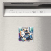 地下鉄で眠る聞女性と音楽 マグネット (インサイチュ (食洗機))