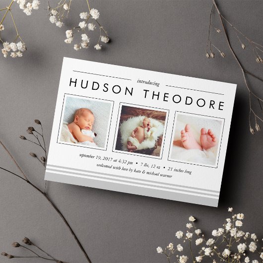 地下鉄ストライプ誕生のお知らせ |グレー 案内状