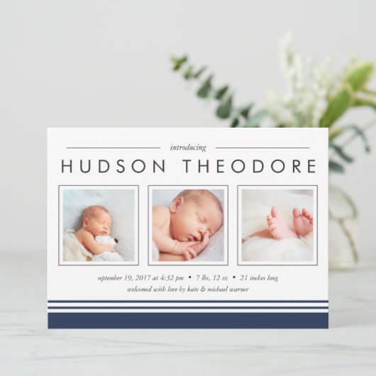 地下鉄ストライプ誕生のお知らせ |ネイビー 案内状 (スタンド正面)