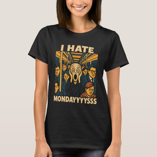 地下鉄ラッシュアワーの悲嘆の月曜日 Tシャツ (正面)