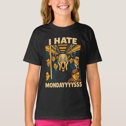 地下鉄ラッシュアワーの悲嘆の月曜日 Tシャツ (正面)