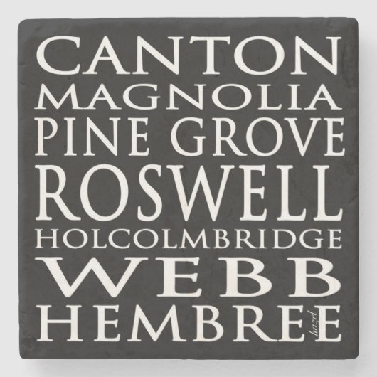 地下鉄通りシンボルや象徴、ロズウェル、ジョージア大理石石 ストーンコースター (正面)