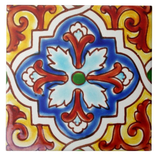 地中海のでスペインのな陶磁器の写真のタイル タイル (正面)