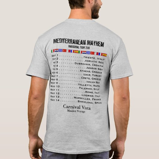 地中海のなカーニバルのヴィスタの就任の航行- Tシャツ (裏面)