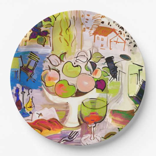 地中海のな静物画の紙皿9つ ペーパープレート (正面)