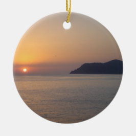 地中海のの上の日没 セラミックオーナメント