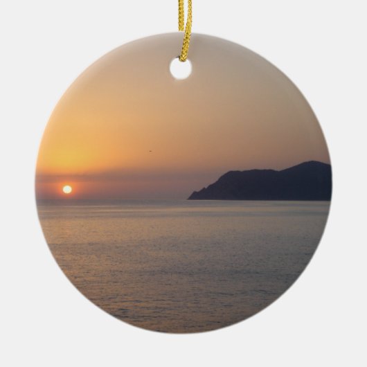 地中海のの上の日没 セラミックオーナメント (正面)