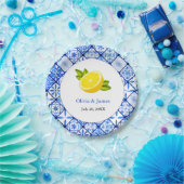 地中海のイタリアンブルータイル結婚レモン ペーパープレート (パーティー)