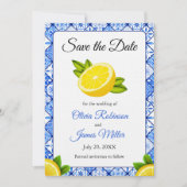 地中海のイタリアンブルー結婚タイル写真 セーブザデート (正面)